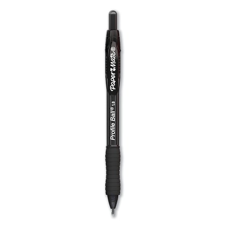 Paper Mate Profile Ballpoint Pen, Retractable, Medium 1 mm, Black Ink, Translucent Black Barrel, PK12 PK 2095470